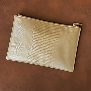 Whistles lizard effect small clutch in ivory